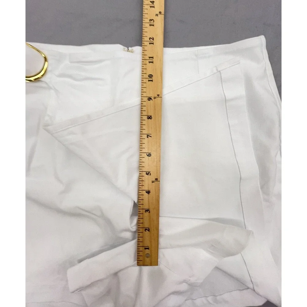 INC Skort Shorts 8 White Faux Wrap Gold‎ Buckle Stretch Tennis Golf Preppy